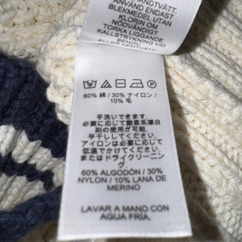 Vineyard Vines Cable Knit Turtleneck‎ Sweater Cream Navy Stripe XS - Picture 9 of 11